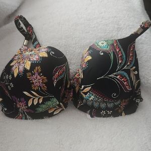 Floral Black Padded Bra